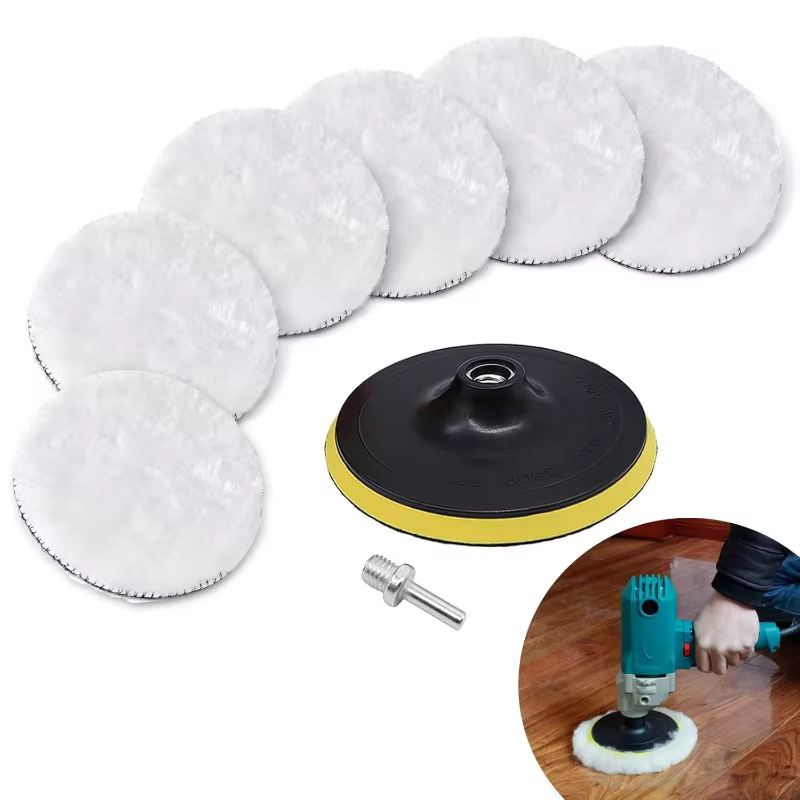 Tampon de polissage en laine, paquet de 8 tampons de polissage de voiture pour perceuse, tampons de 