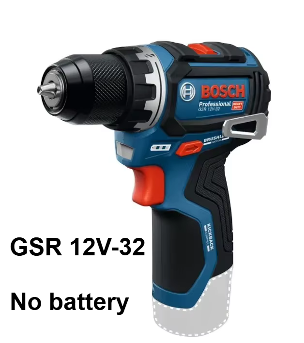 Perceuse sans fil Bosch Professional GSR 12V-32, moteur sans balais, couple élevé de 32 Nm, double v