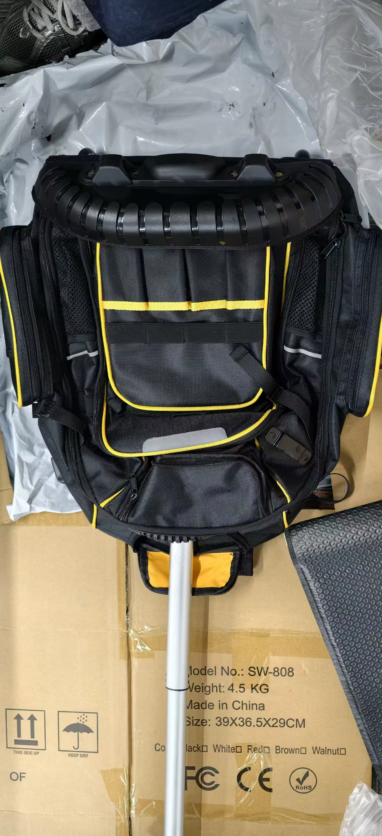 Sac à outils à roulettes robuste avec base moulée, sac à outils à roulettes pour électriciens et cha