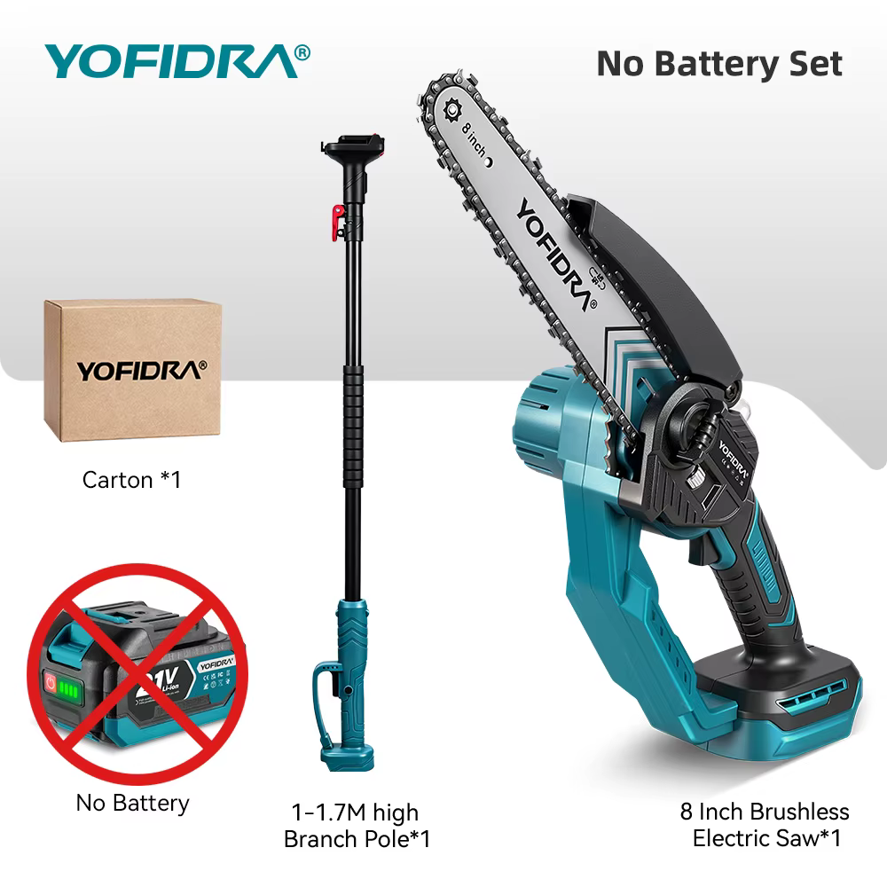 Scie à élaguer télescopique électrique sans balais YOFIDRA 8 pouces, outil de jardinage pour branche