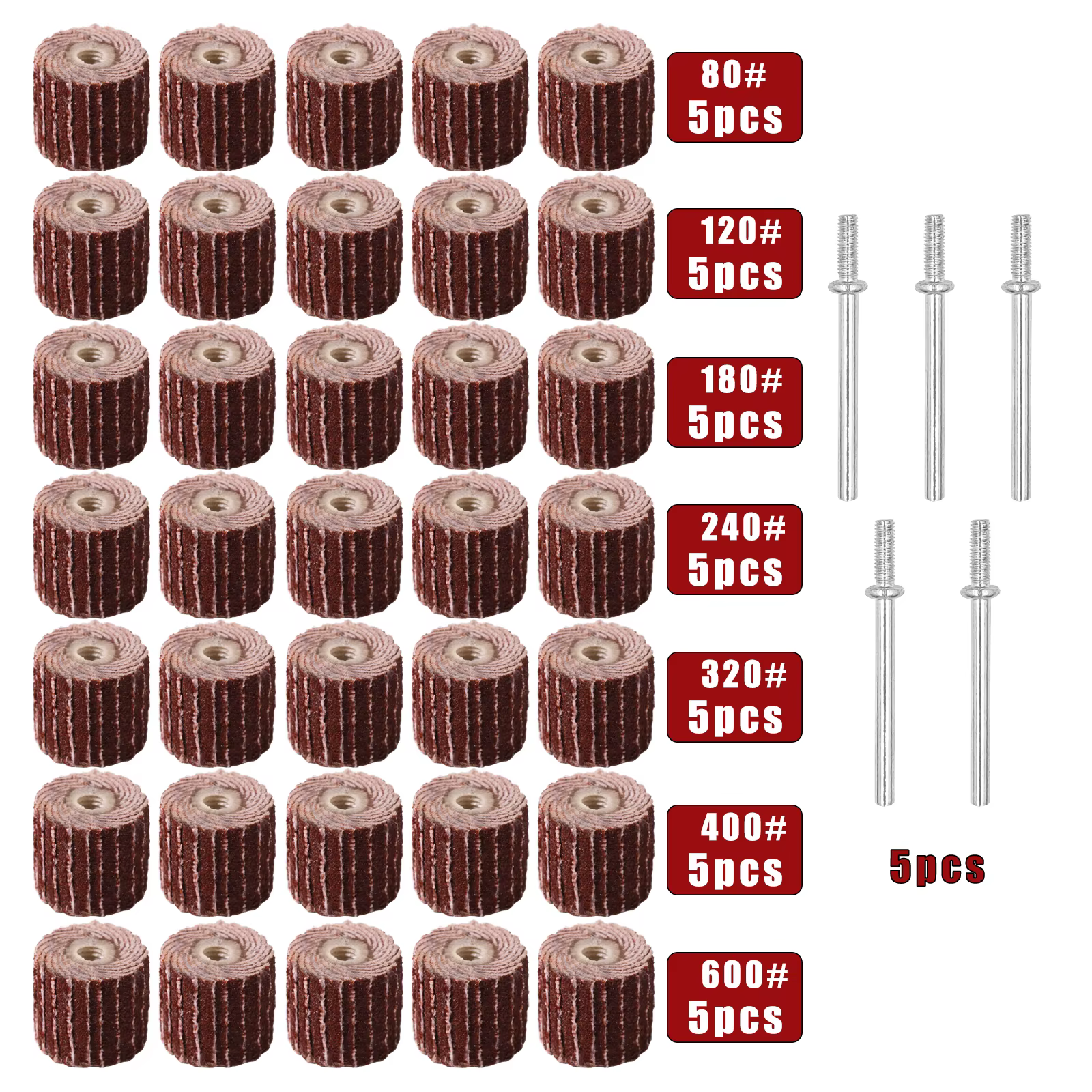 Kit de roue de ponçage à lamelles, 40 pièces, abrasifs, meuleuse, ponceuse à clapet pour perceuse, o