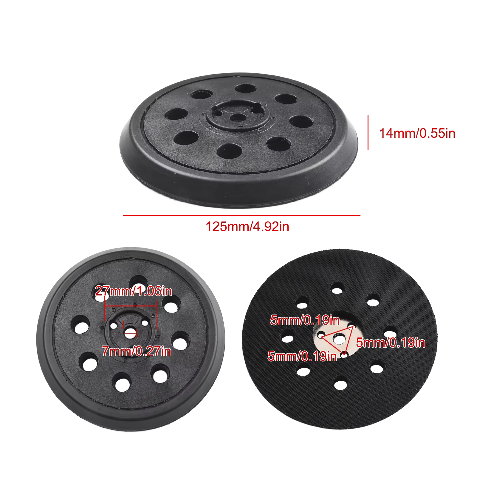 Plaque de ponçage de 5 pouces (125 mm) pour Bosch RS032 & RS031, plaques de ponçage auto-agrippantes