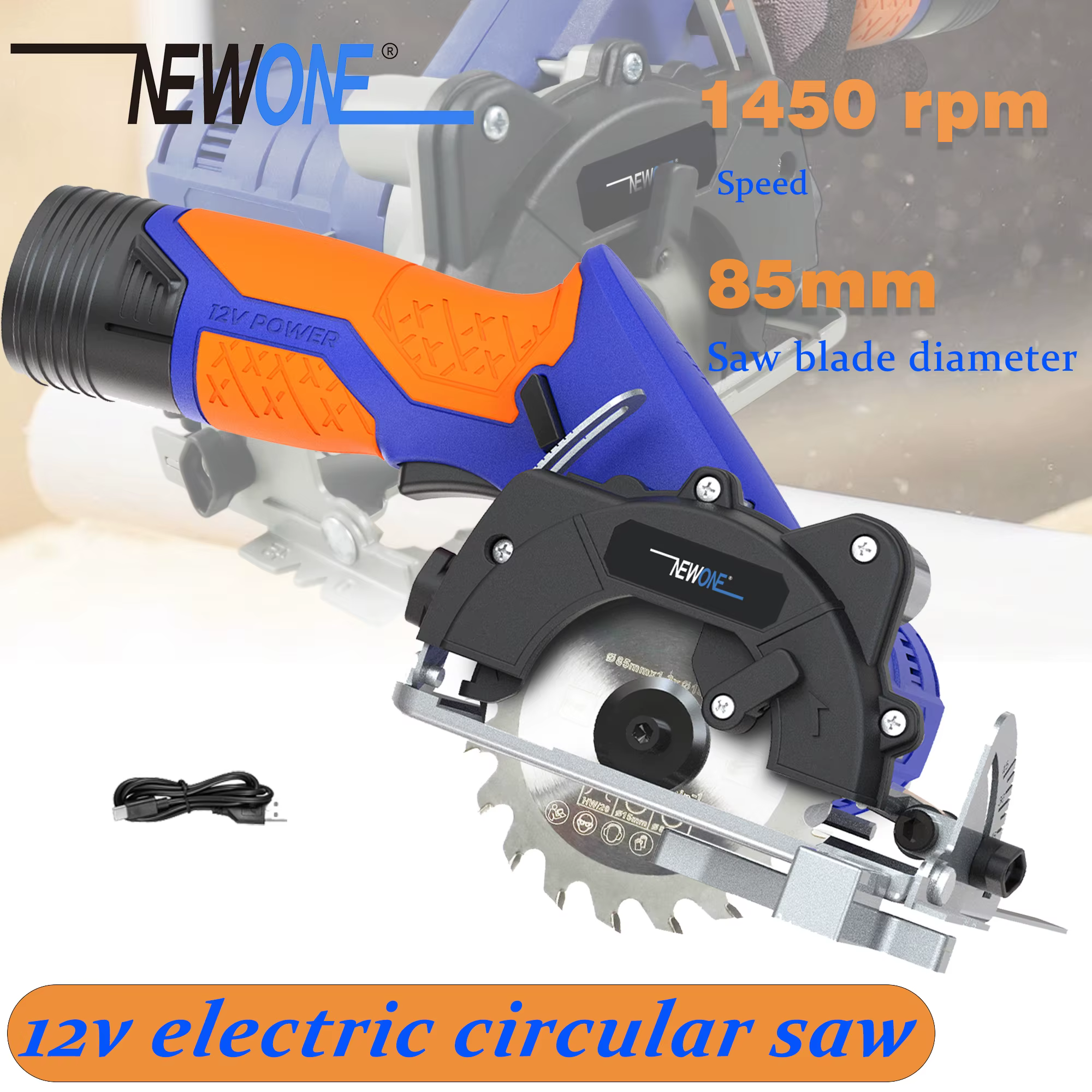 NEWONE Scie circulaire miniature 12V Scie à bois sans fil avec bouton de sécurité, portable, pour