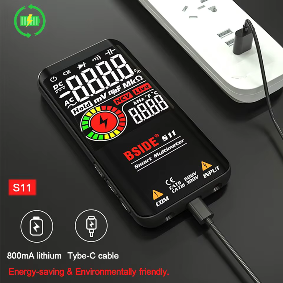 BSIDE multimètre numérique testeur d'électricien intelligent Charge USB T-RMS DC capacité de tension