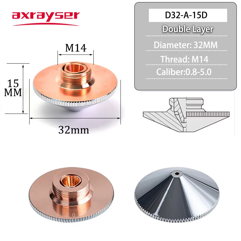 Buses Laser Raytools simple Double couche Dia.32mm calibre M14 0.8-4.5mm pour Machine de découpe Las