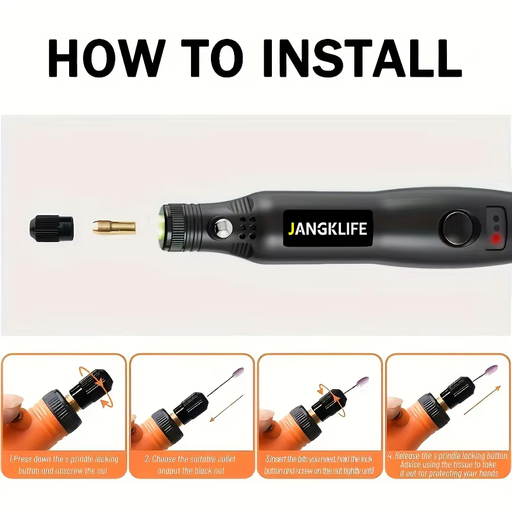 JANGKLIFE USB Kit d'outils rotatifs sans fil stylo de gravure sur bois bricolage pour bijoux métal v