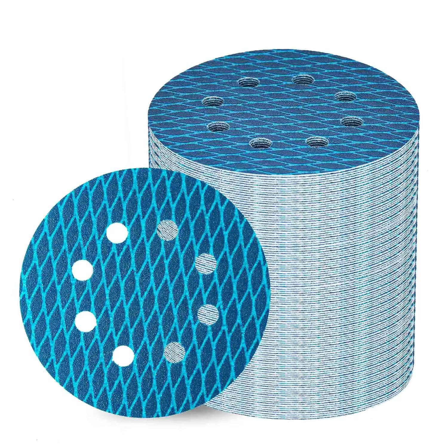 Disques abrasifs Sander de 5 pouces à 8 trous, auto-agrippants, en oxyde d'aluminium bleu, anti-bloc