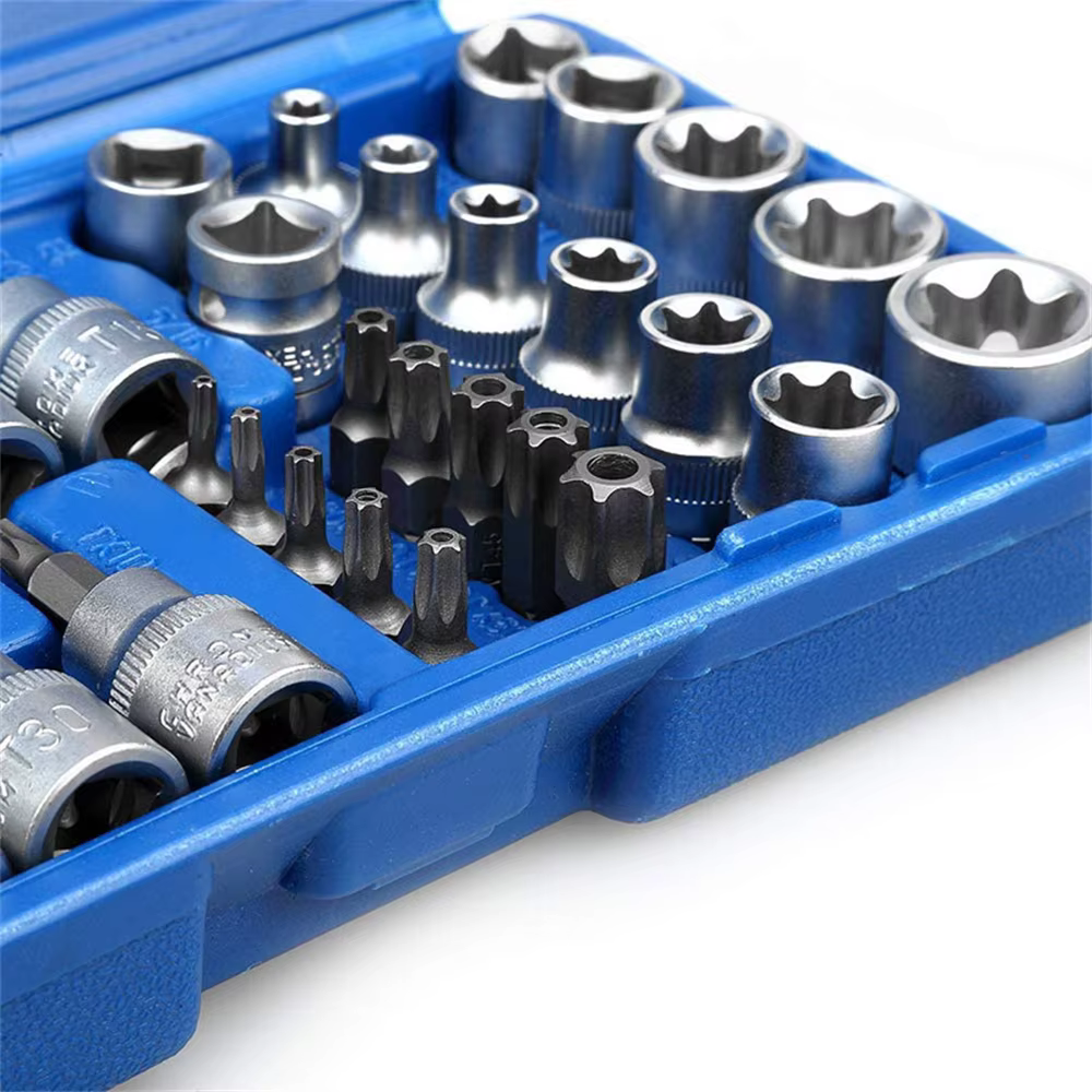 Jeu de douilles et d'embouts Torx Star de haute qualité, 34 pièces, mâles/femelles, embouts de sécur
