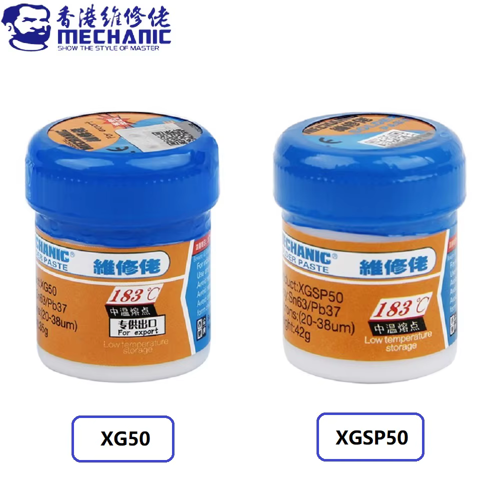 Point de fusion de pâte d'étain à souder mécanique XG50 XGSP50 Sn63/Pb37 183 ℃ Pâte de flux à soud