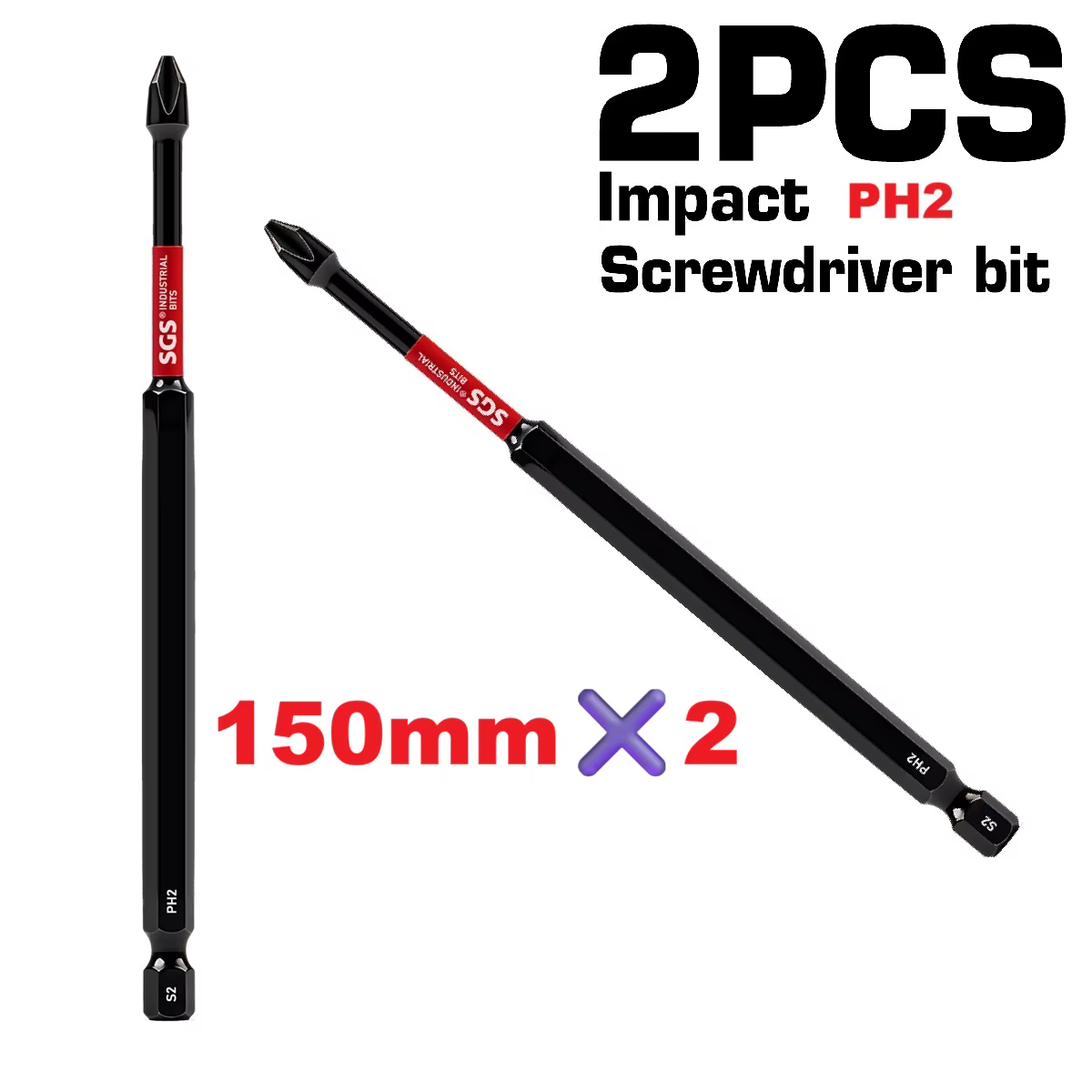 Embout à chocs magnétique universel Titan Impact Ph2, longueur étendue de 150 mm, acier S2 haute rés