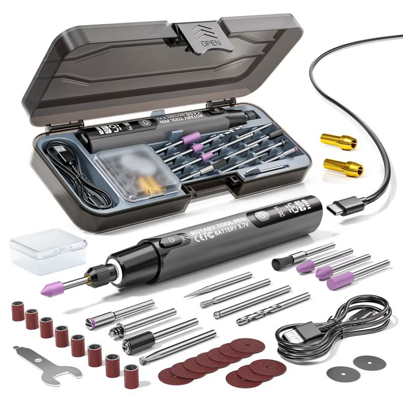 Kit d'outils rotatifs à affichage numérique, mini-meuleuse sans fil avec lumière LED, rechargeable p