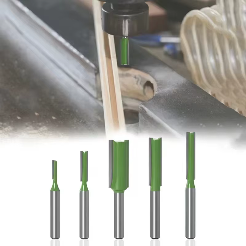 7 pièces 1/4 "6mm tige simple Double cannelure foret droit fraise pour bois 6MM carbure de tungstène