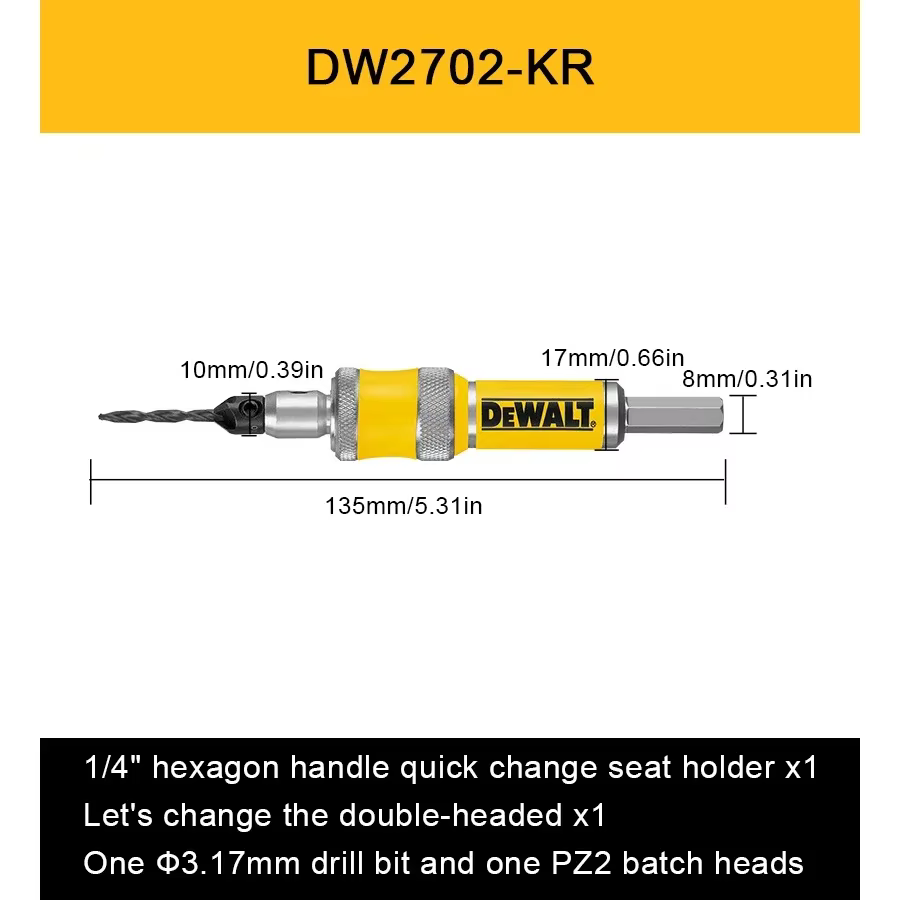 DEWALT DW2702 # 10 jeu d'entraînement de forage 2 en 1 - Flip Drive, fraise à bois 10 mm, unité comp