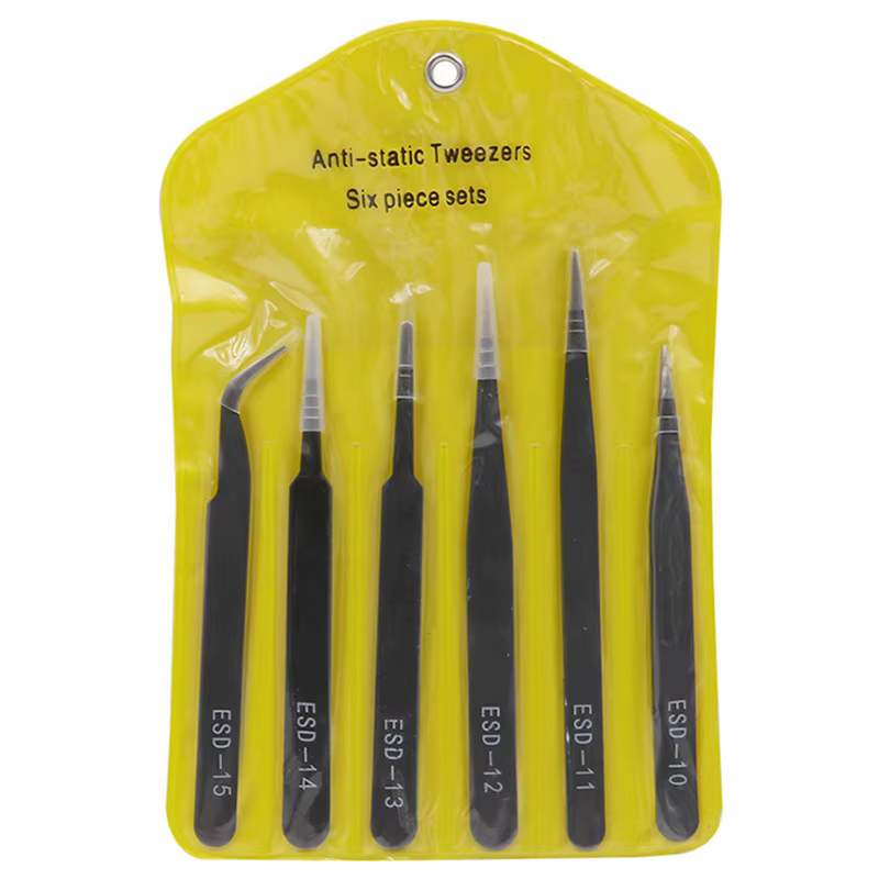 Ensemble de pincettes antistatiques en acier inoxydable, ensemble d'outils de réparation, ensemble d