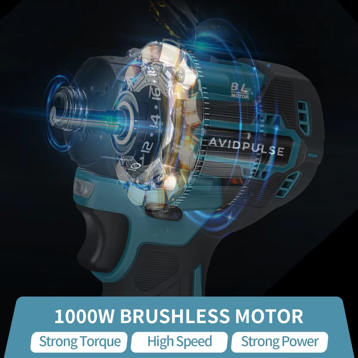 AvidPulse 20 + 1 couple 1/4 pouces tournevis électrique sans brosse sans fil 280N.m perceuse électri