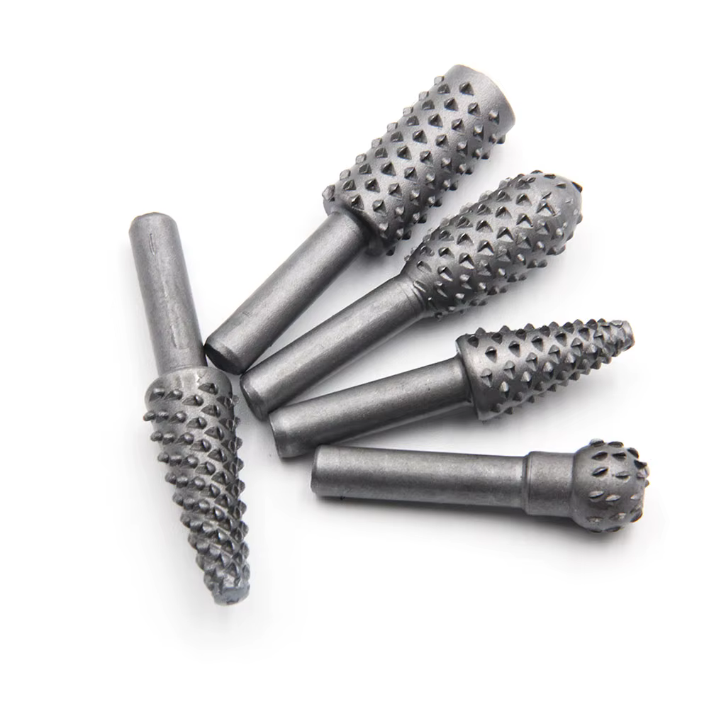 5pc argent travail du bois loup dent bâton fichier rotatif bricolage outil de meulage accessoires en