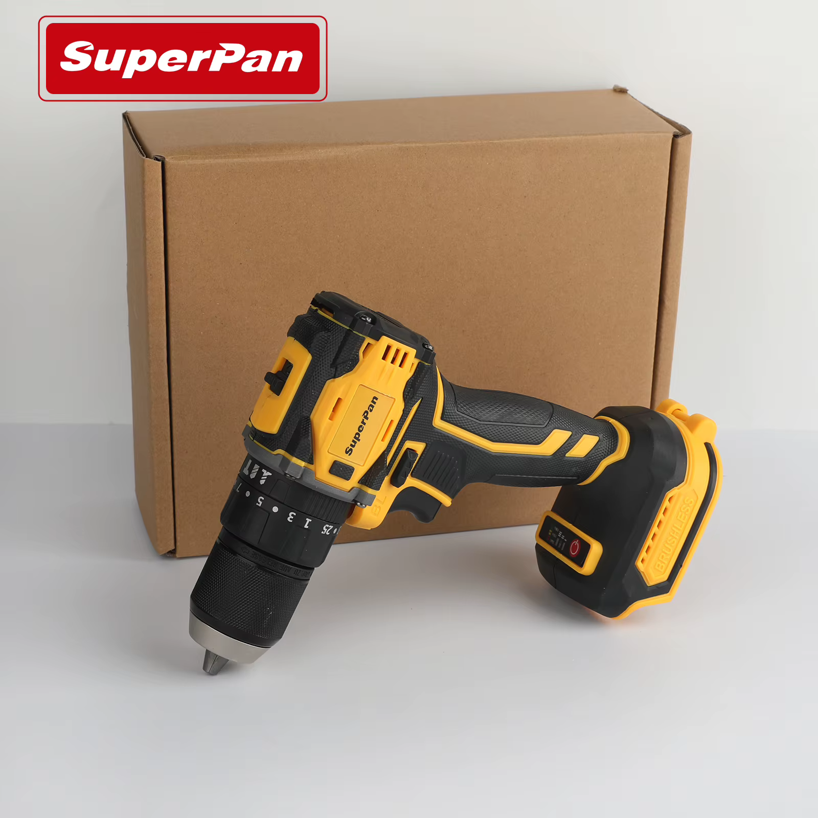 Perceuse-visseuse sans fil 60 Nm à couple élevé 1700 tr/min, outil électrique sans balais SuperPan p