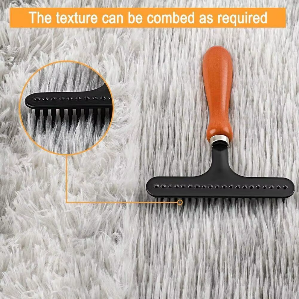 Râteau de toilette Portable pour tapis en bois, râteau en métal pour tapis, peigne de toilettage pou
