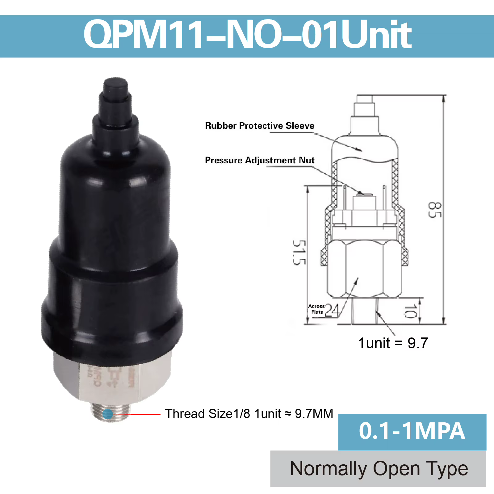 Pressostat à Membrane QPM11 pour Compresseur dAir Contrôle Pneumatique Réglable NO NC Large Plage Op