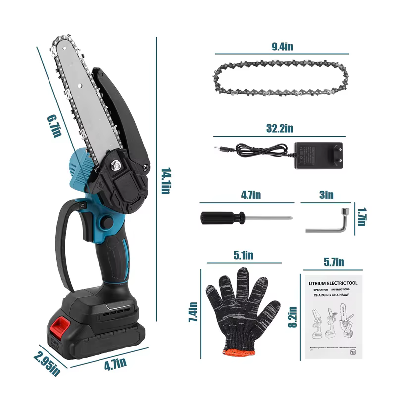 Mini tronçonneuse tronçonneuse sans fil 6 pouces, 18 V avec 0-130 ° Déflecteur de protection rotatif