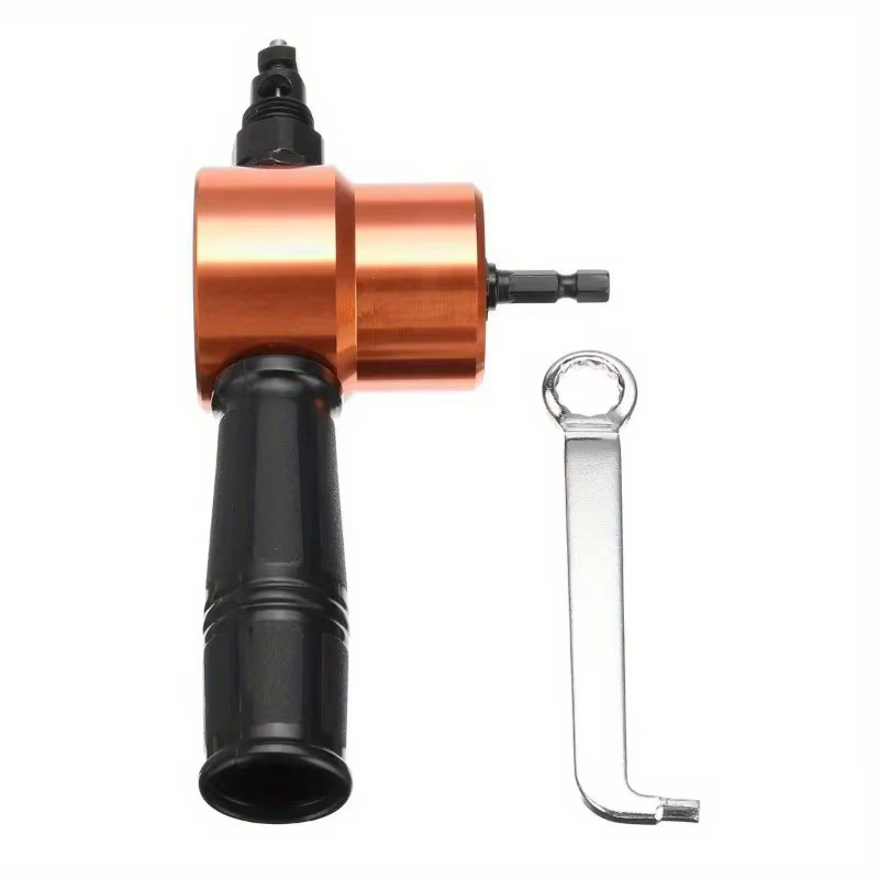 1 pièce Accessoire de découpe de tôle pour perceuse, double tête réglable à 360 degrés, avec clé, ar