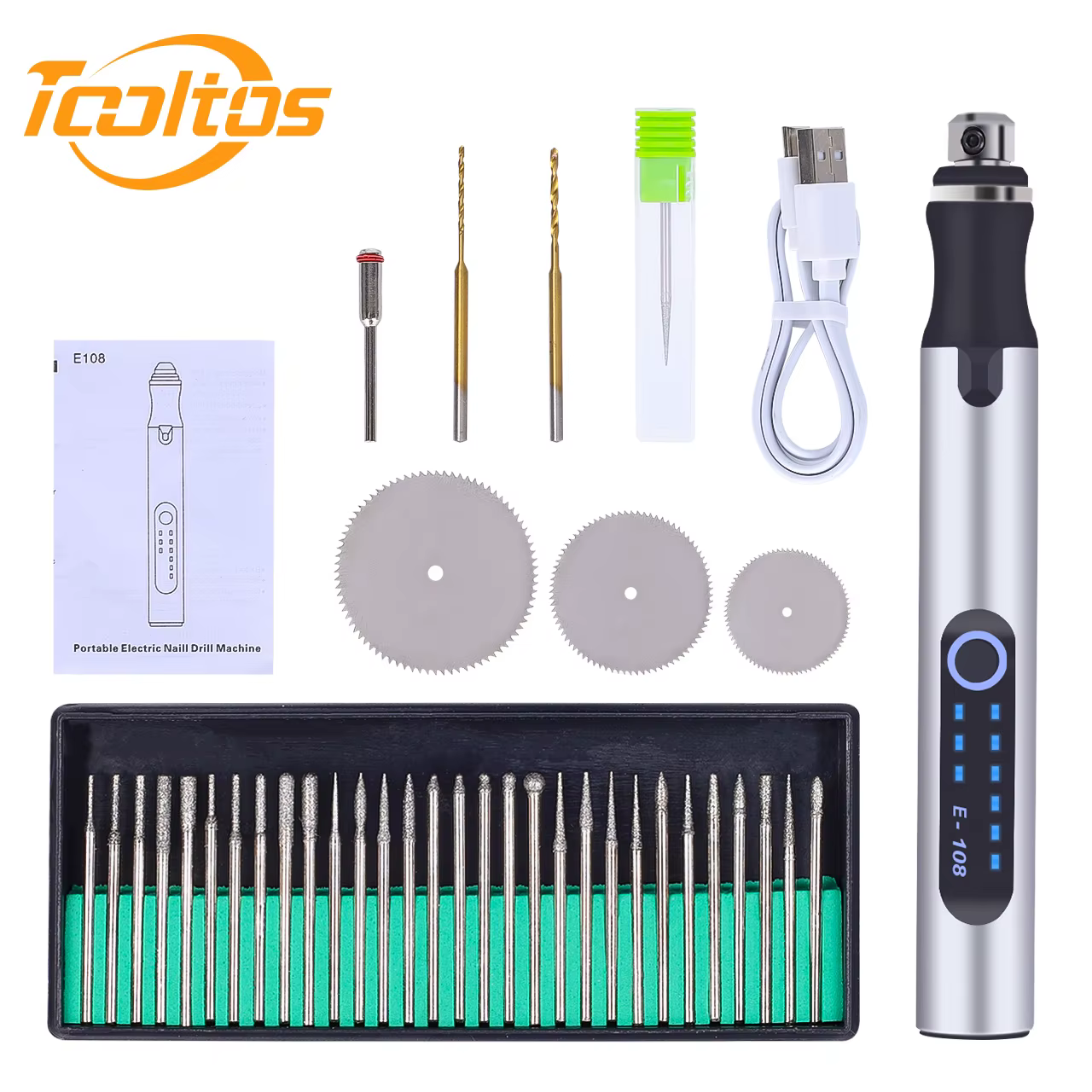 Stylo de gravure miniature rechargeable USB TOOLTOS 18000 tr/min pour la gravure et le polissage de