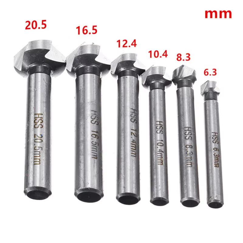 6 pièces 6.3-20.5mm chanfreinage fraise 3 cannelures tige ronde 90 degrés HSS fraise ébavurage foret