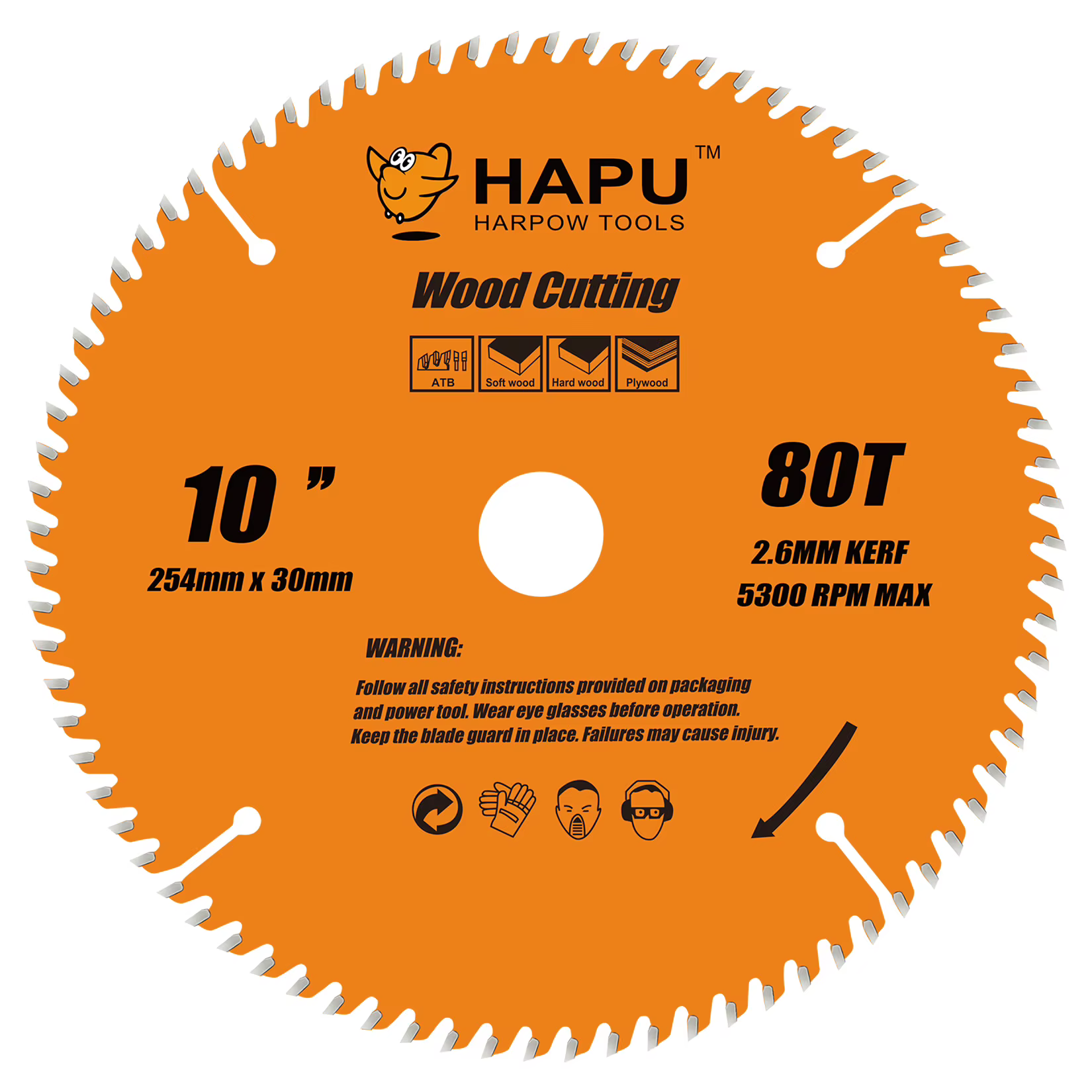 Lame de scie circulaire HAPU pour la coupe du bois, 10 pouces, 80 dents, arbre de 30 mm, lame de sci