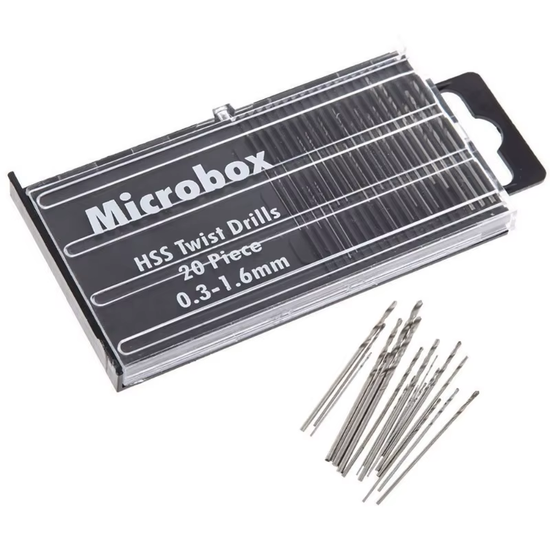 20 pièces 0.3mm-1.6mm HSS foret hélicoïdal Mini perceuse à main perforateur Micro jeu perceuse à mai