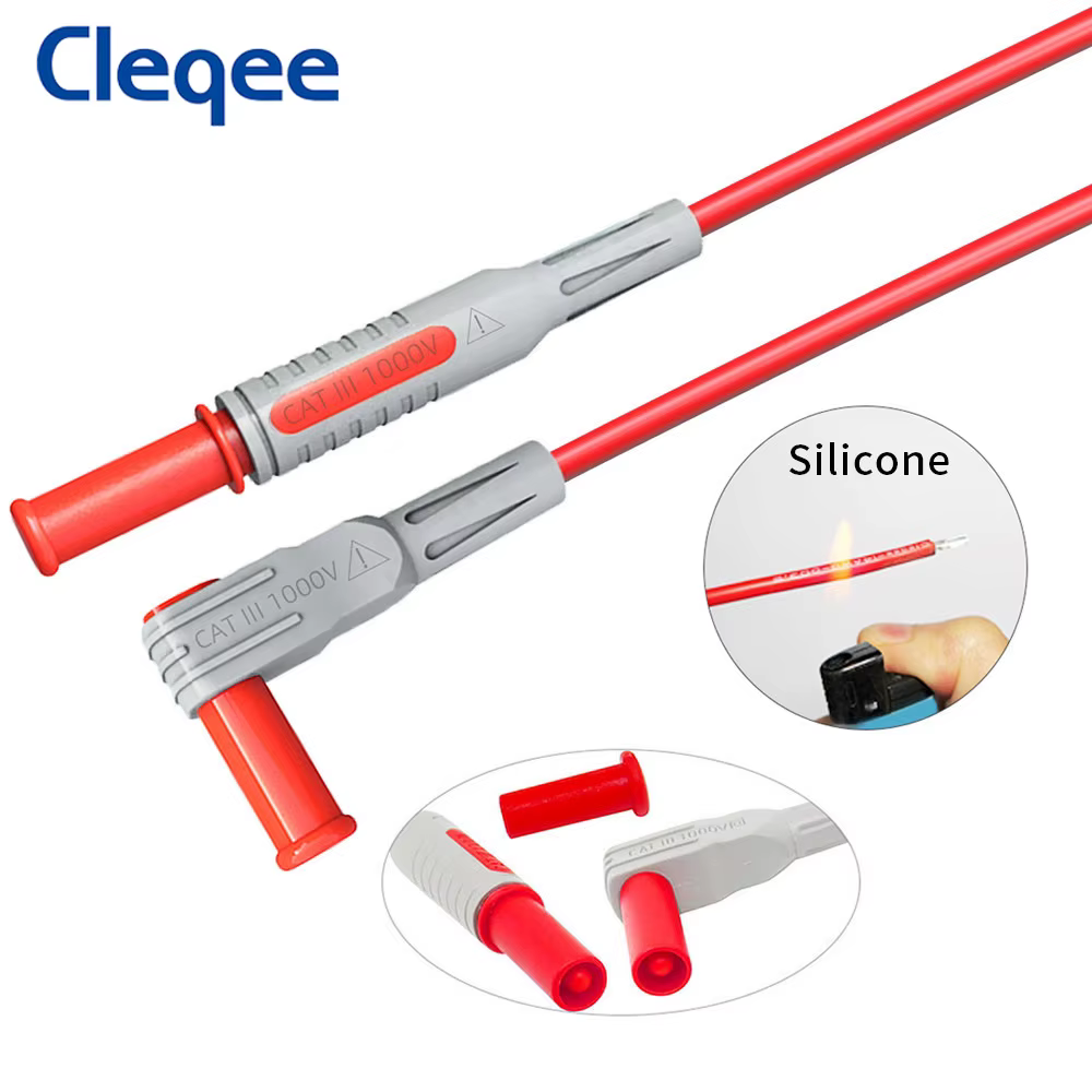 Cleqee P1308D Kit de fils de Test multimètre multifonctionnel en Silicone avec aiguilles tranchantes