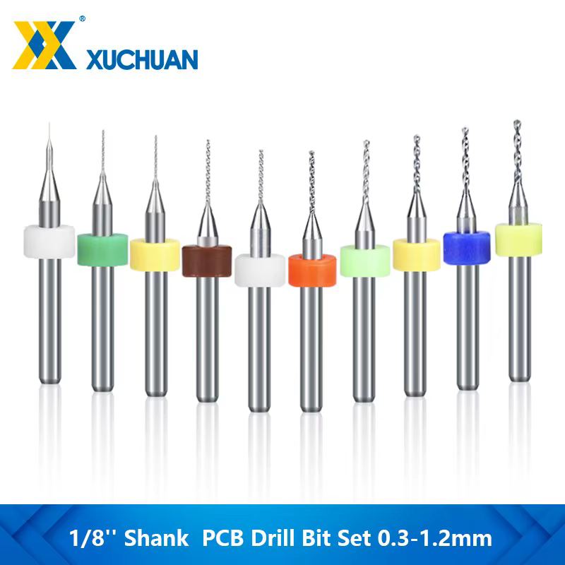 Mini CNC PCB Foret Set 10pcs 0.1-1.2mm Carbure Pistolet Foret 1/8 ''Tige pour PCB Circuit Imprimé Tr