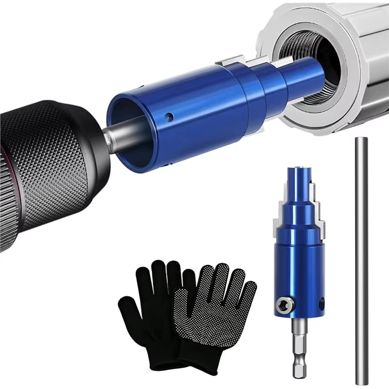 Extracteur de soupapes et de tuyaux AA81 pour perceuse électrique avec tige assistée, gant (1/2" 3/4