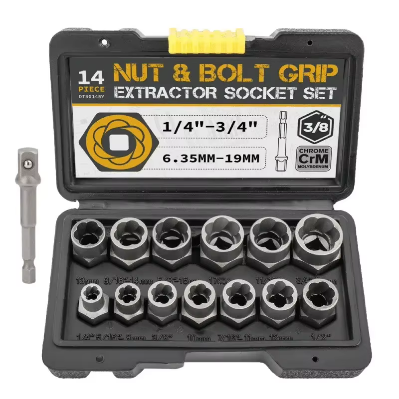 Extracteur de vis endommagé, 14 pièces, dissolvant d'écrou de boulon en acier cr-mo, Kit d'outils de