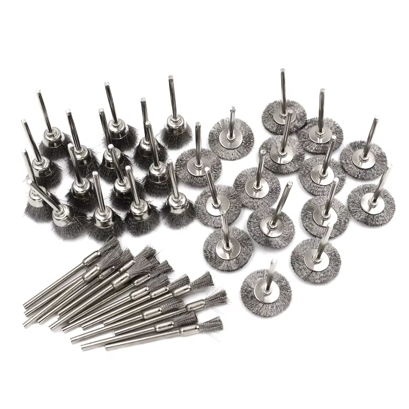 Mini brosses métalliques en acier, outil rotatif pour perceuse Dremel, polissage, meule, petite bros