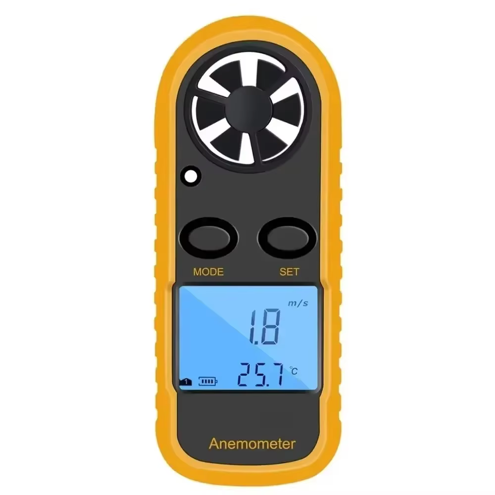 Anémomètre numérique portable avec affichage LCD rétroéclairé pour la mesure de la vitesse du vent e