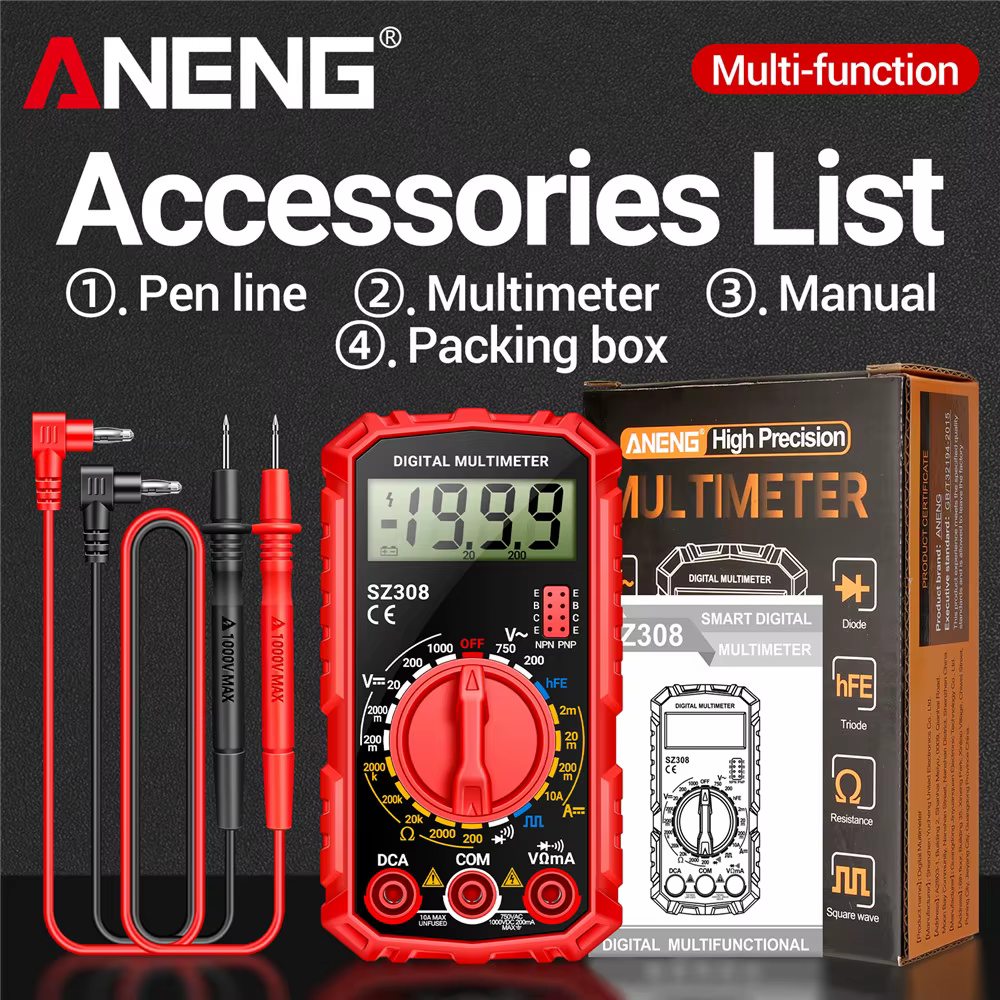 Multimètre numérique ANENG SZ308 1999 points de mesure AC/DC haute précision multifonctionnel pour t