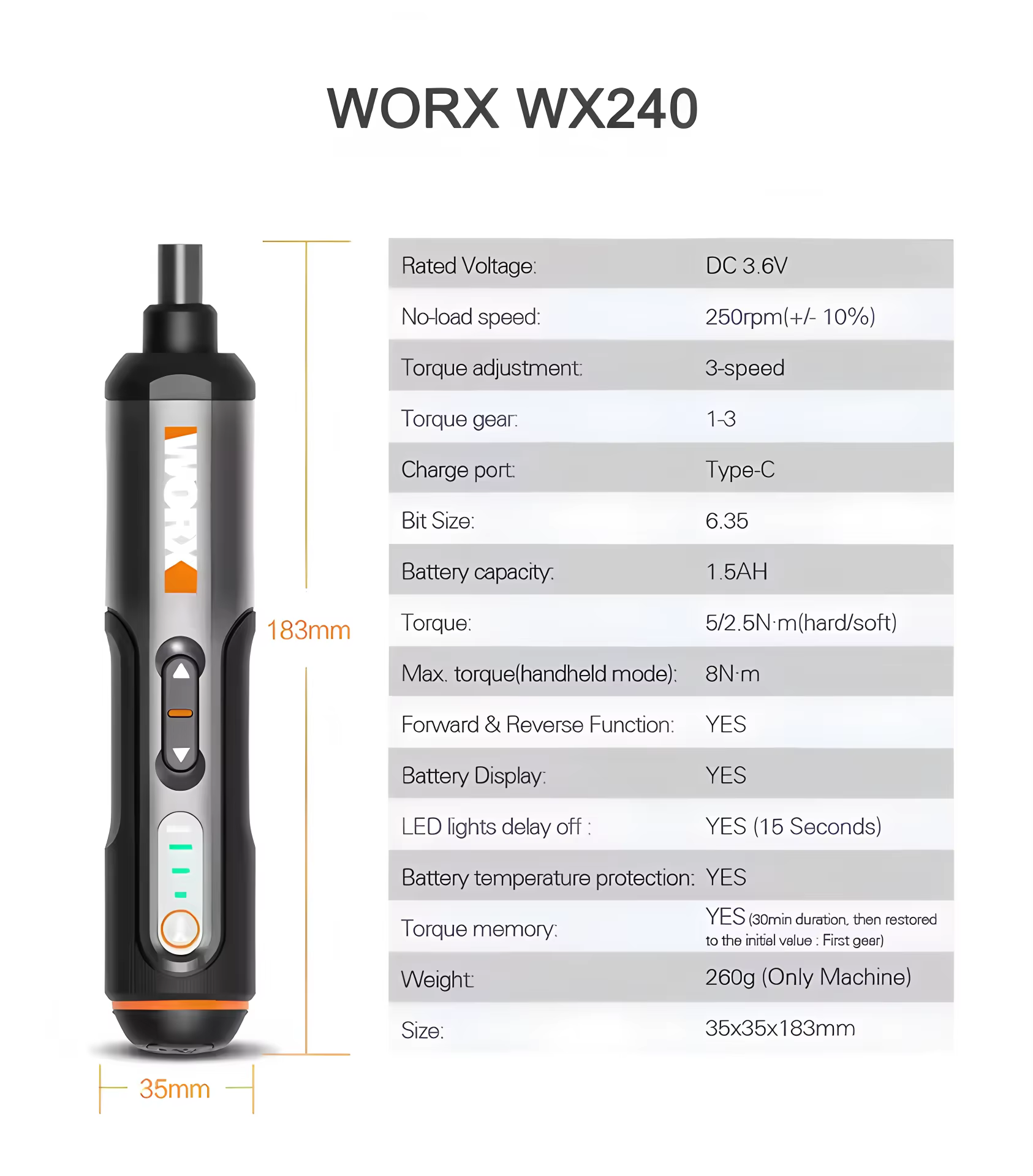 Worx 30 bits ensembles d'outils électriques WX242 jeux de tournevis électriques perceuse sans fil in