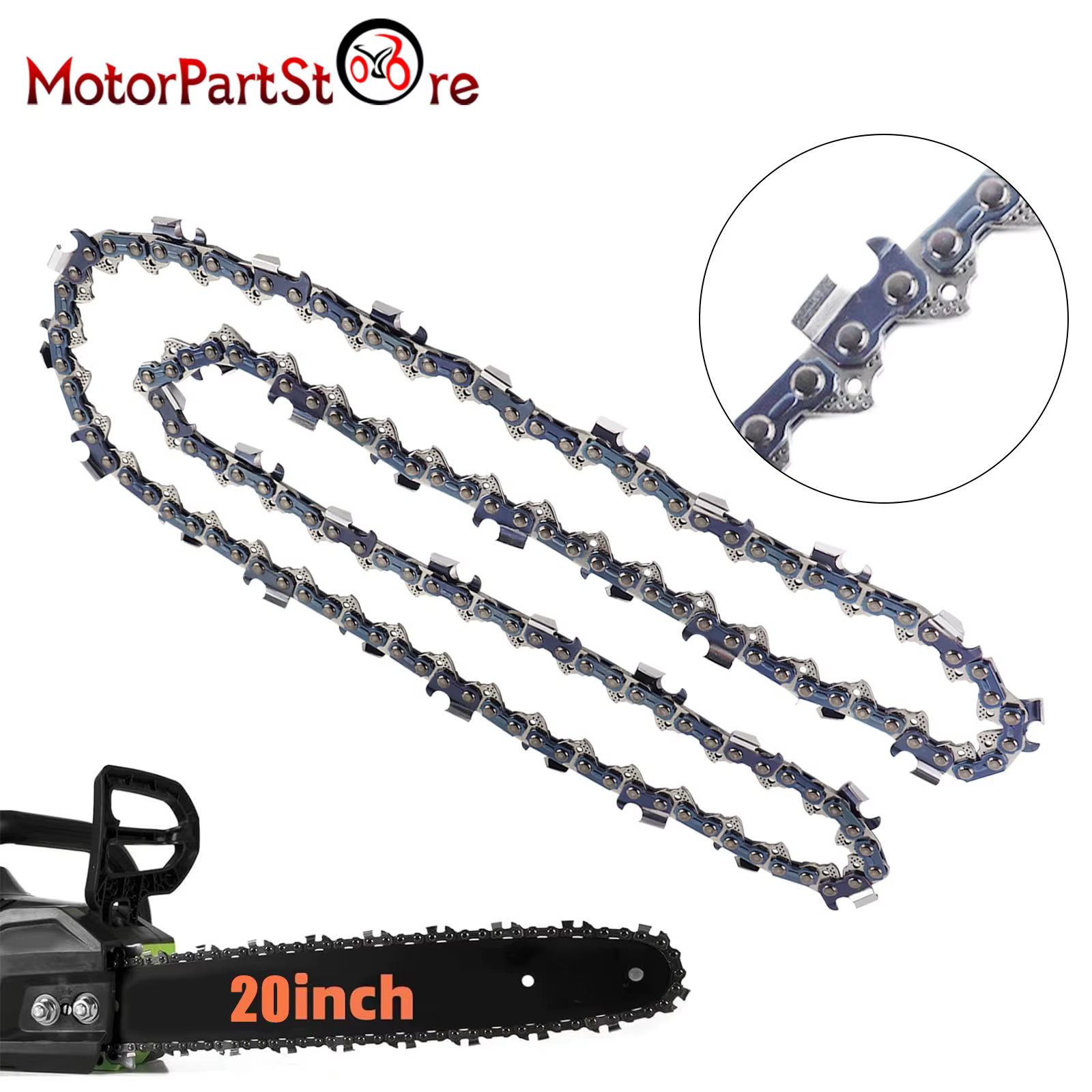 Chaîne de tronçonneuse 20 pouces, calibre.063, pas 3/8, 72 maillons d'entraînement, chaîne de scie 2