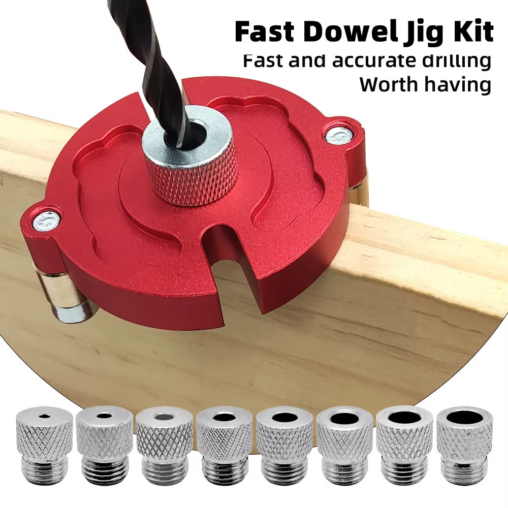 Kit de gabarit de cheville à centrage automatique pour le travail du bois avec bague en acier de 3 à