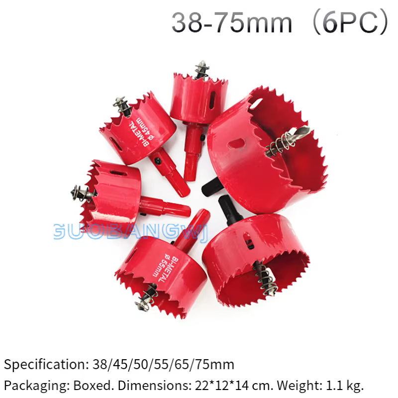 Kit de scie cloche bimétallique M42, 16-38mm, pour bois, cloisons sèches, haut-parleur en plastique,