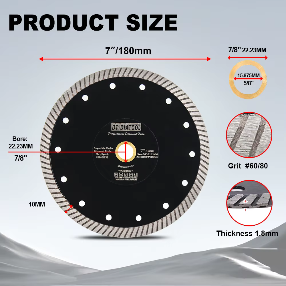 DT-DIATOOL diamant disque de coupe 1pc Dia 180-250mm pour carrelage porcelaine marbre céramique pier