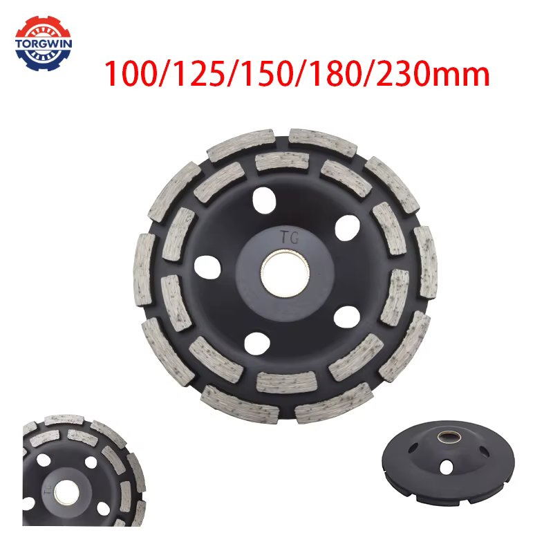 100/125/150/180/230mm Double rangée diamant Segment meule tasse disque meuleuse béton granit pierre 