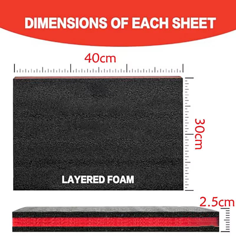 Paquet de 3 boîtes à outils en mousse, Inserts en mousse d'ombre à outils pour emballage de boîtes à