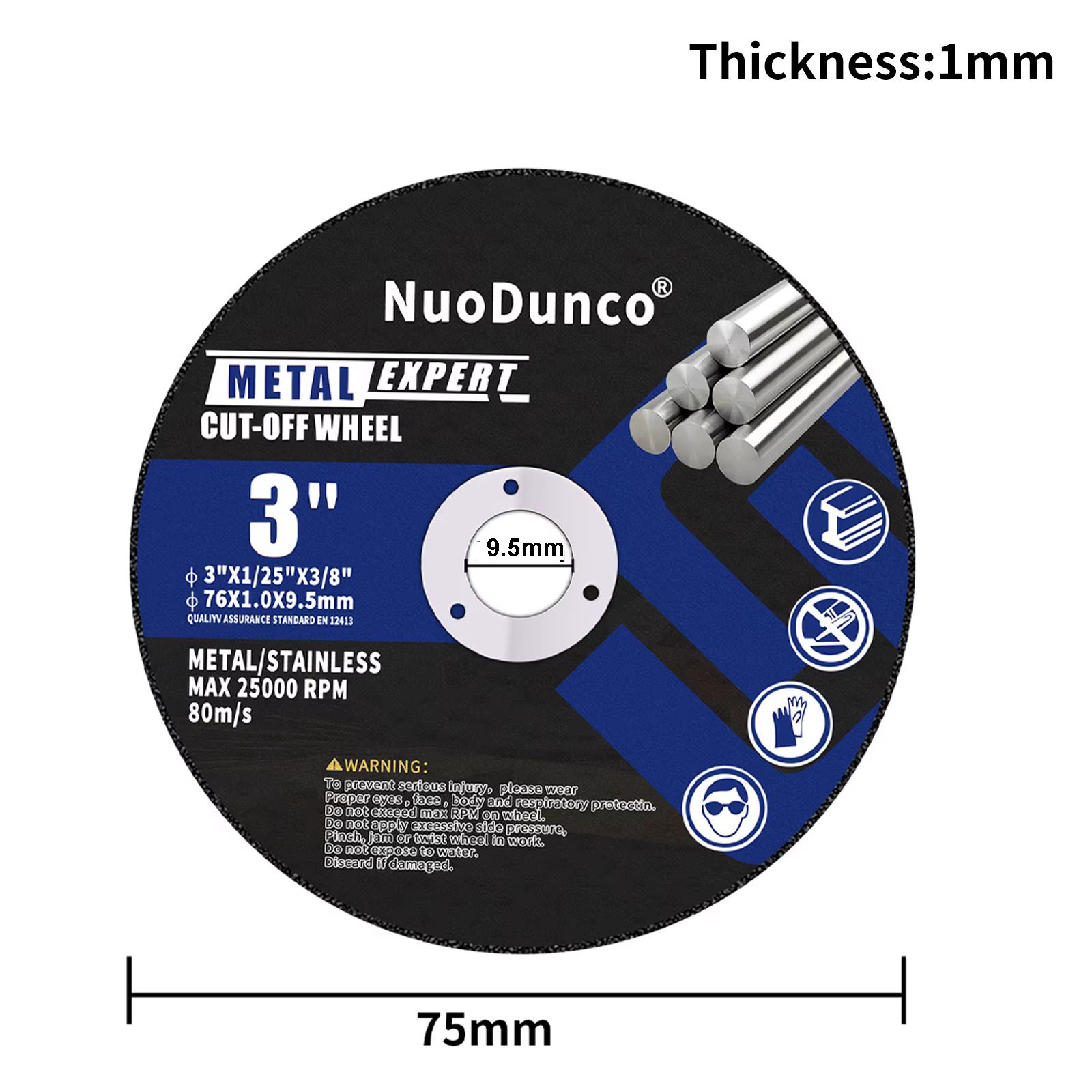 Disque de coupe en métal multicouche de 3 pouces, disque de meule en résine de 75mm pour meuleuse d'