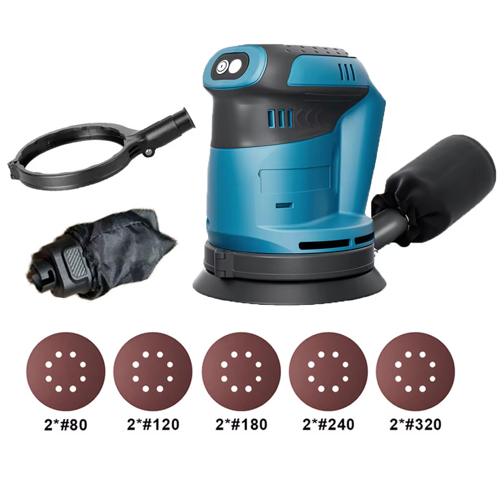 Ponceuse orbitale aléatoire électrique sans fil de 125mm pour batterie Makita 18V 3 vitesses meuleus