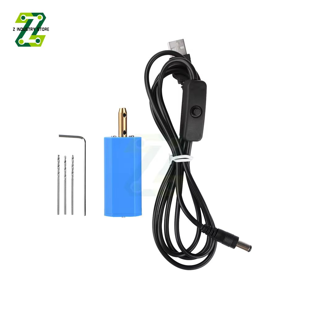 Mini perceuse électrique USB 5V, 10000 tr/min, haute vitesse, mandrin 0,8-1,5 mm, foret 1,2 mm, câbl