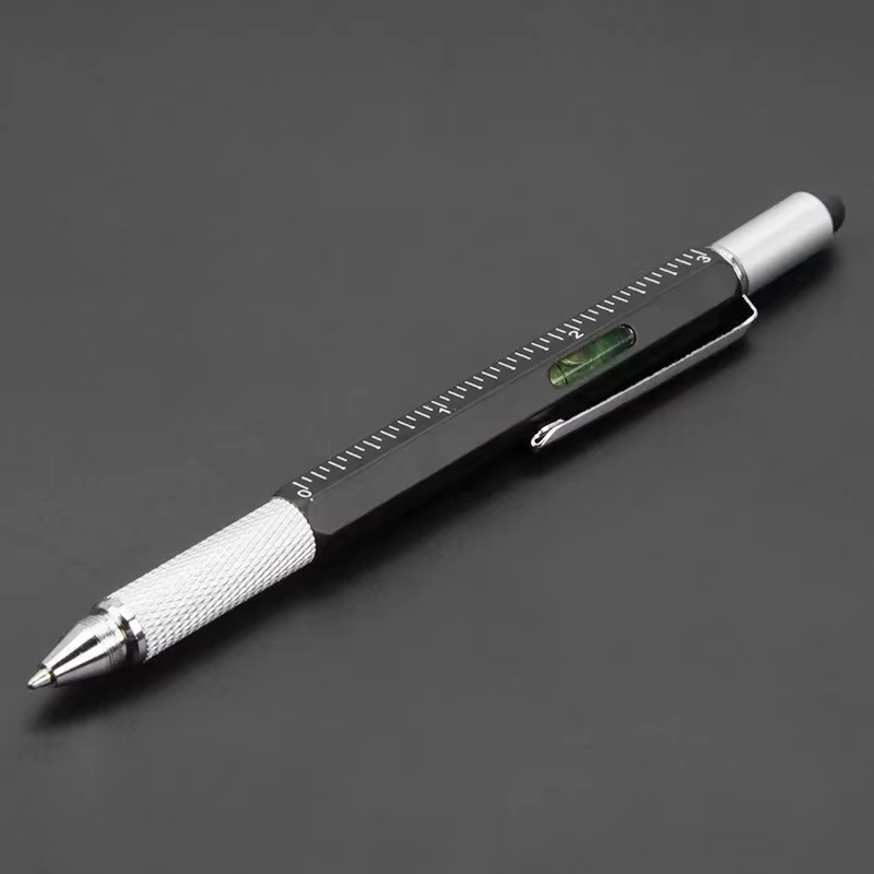 Stylo multifonction 7 en 1, stylet capacitif pour écran tactile, avec tournevis, règle, niveau, cray