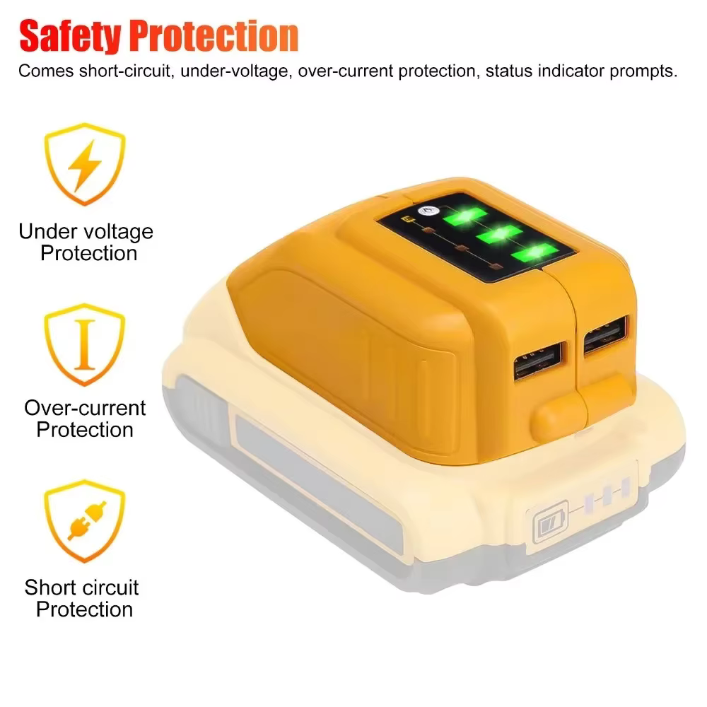 Convertisseur chargeur USB pour DEWALT 14.4V 18V 20V Li-ion convertisseur de batterie DCB090 USB app