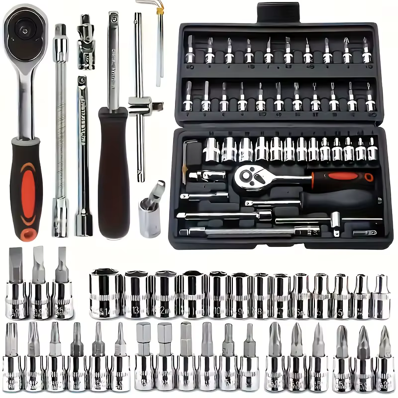Ensemble d'outils de réparation mécanique automobile, multifonctionnel avec douille, clé et jeu de c
