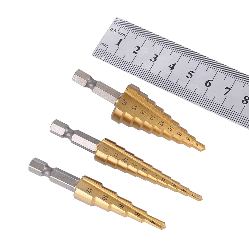 3 pièces 3-12mm 4-12mm 4-20mm HSS rainure droite étape foret ensemble titane enduit bois métal trou